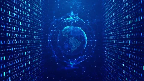 World Map Earth News Globe Animation on Digital Artificial Intelligence Stock Footage 333793099