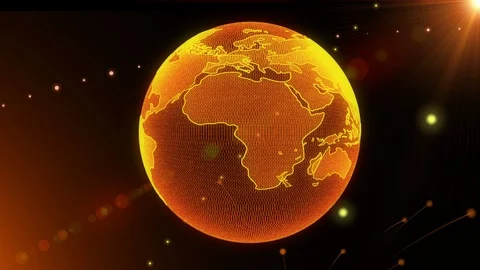 World Map Earth Spin Hi Technology In Galaxy Space With Orange Len Sun Flare Stock Footage 87504019