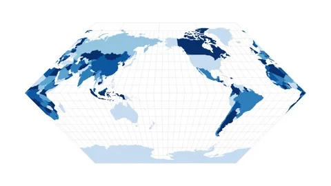 World Map. Eckert I projection. Loopable rotating map of the world. Trendy fo... Stock Footage 229373084