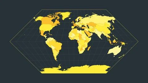 World Map. Eckert I projection. Futuristic world illustration for your info.. Stock Illustration