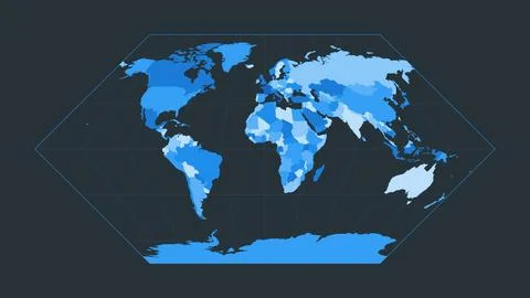World Map. Eckert I projection. Futuristic world illustration for your info.. Illustrazione stock