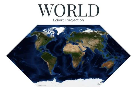 World Map in Eckert I Projection. High-detail physical map of Earth. June V.. 스톡 일러스트