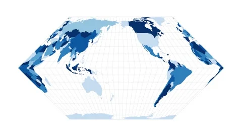 World Map. Eckert II projection. Loopable rotating map of the world. Vibrant ... Stock Footage 229110212