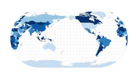 World Map. Eckert III projection. Loopable rotating map of the world. Amazing... Stock Footage 228085842