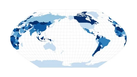 World Map. Eckert V projection. Loopable rotating map of the world. Artistic ... Stock Footage 229109694