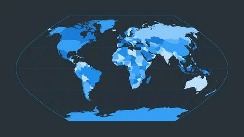 World Map. Eckert V projection. Futuristic world illustration for your info.. Illustrazione stock