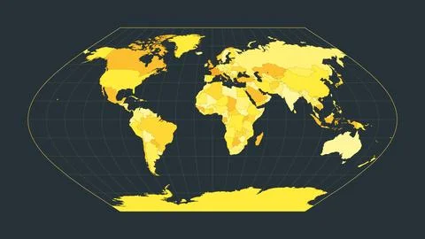 World Map. Eckert V projection. Futuristic world illustration for your info.. Illustrazione stock