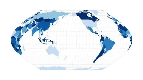 World Map. Eckert VI projection. Loopable rotating map of the world. Astonish... Stock Footage 227729550