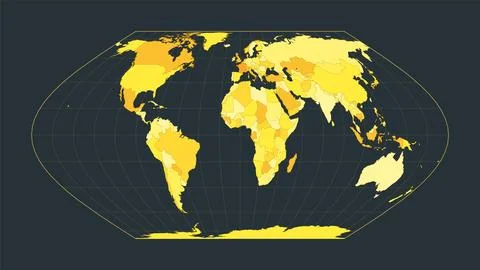 World Map. Eckert VI projection. Futuristic world illustration for your inf.. Illustrazione stock