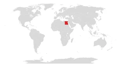World map with Egypt highlighted in red Stock Illustration