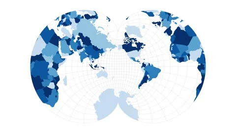 World Map. Eisenlohr conformal projection. Loopable rotating map of the world... Stock Footage 229372556
