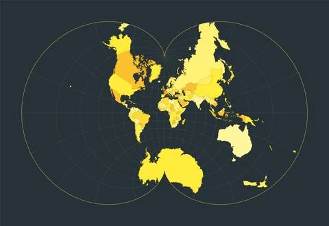 World Map. Eisenlohr conformal projection. Futuristic world illustration fo.. Illustrazione stock