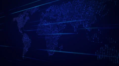 World map emerging from flying Shining symbols and numbers. Stock Footage 67331121