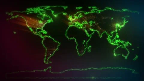World Map with the energy boundaries Stock Illustration