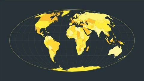 World Map. Equal-area, pseudocylindrical Mollweide projection. Futuristic w.. イラスト素材