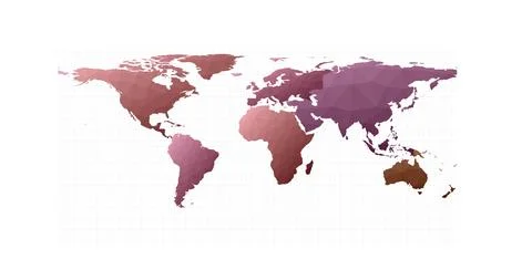 World map. Equirectangular projection. Symmetrical vector illustration. 库存插图