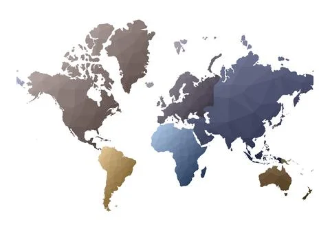 World Map. fabulous low poly style continents. Vector illustration. イラスト素材