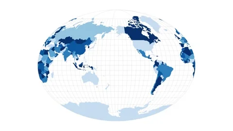 World Map. Fahey pseudocylindrical projection. Loopable rotating map of the w... Stock Footage 227116184