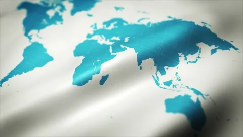 World Map Flag Waving Textured Background Loop Video stock 146847899