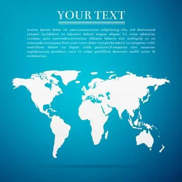 World map flat icon on blue background. Vector Illustration Stock Illustration