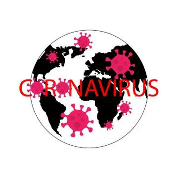 World map flat sign icon and coronavirus bacteria signs and coronavirus Stock Illustration