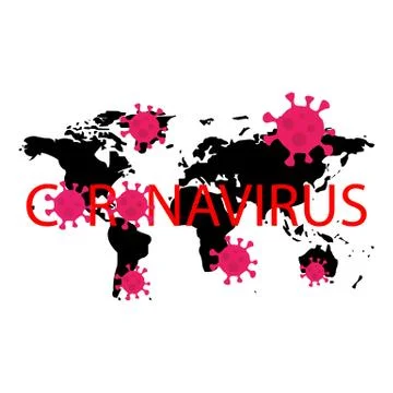 World map flat sign icon and coronavirus bacteria signs and coronavirus Stock Illustration