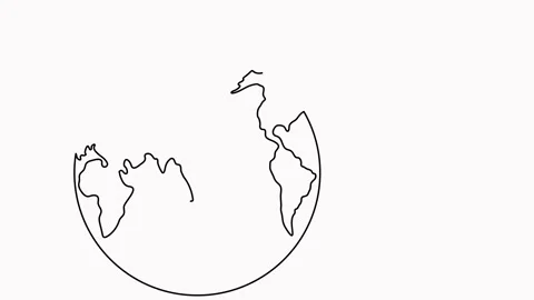 World map with flying paper airplane one line art animated video Stock Footage 302091301