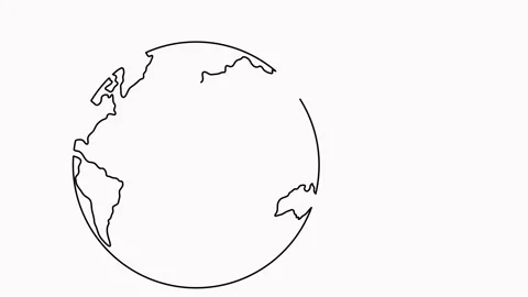 World map with flying paper airplane one line art animated video Stock Footage 302091306