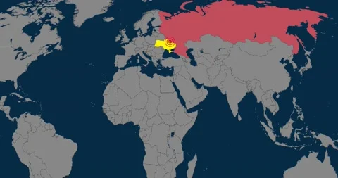 World map focused on est europe. Ukraine war and russian invasion concept Stock-Footage 180212086