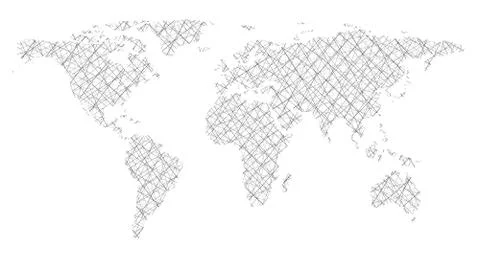 World map in form intersecting lines Illustrazione stock