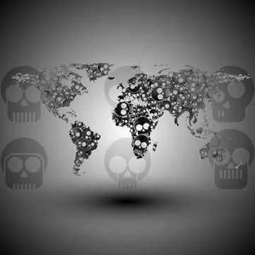 World map in the form of skulls background vector 스톡 일러스트
