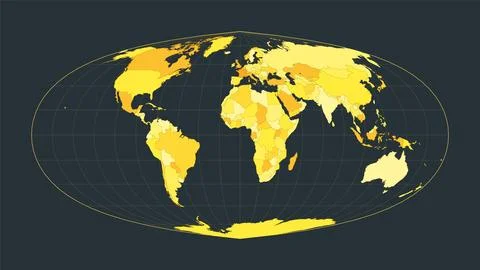World Map. Foucaut's sinusoidal projection. Futuristic world illustration f.. 스톡 일러스트
