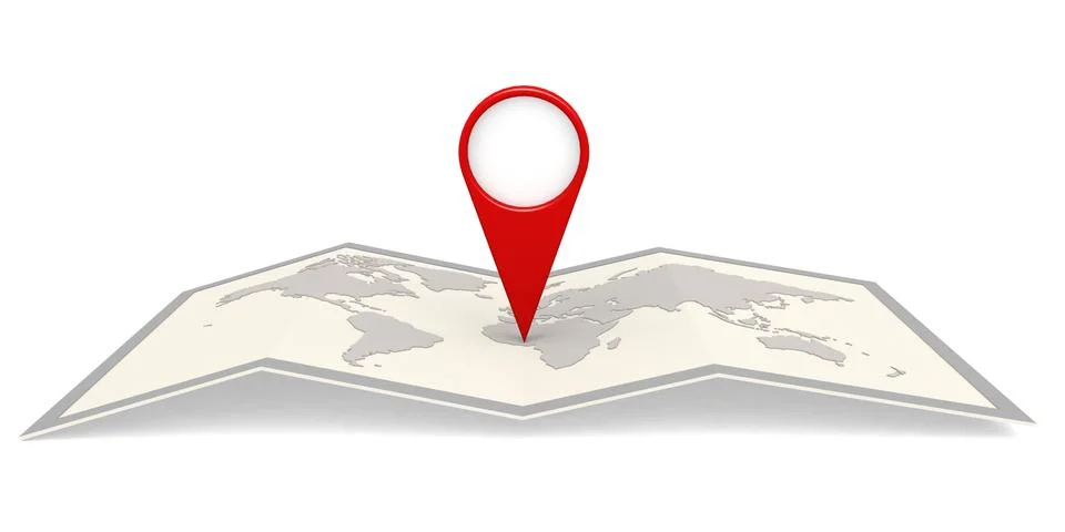 World map in frame with pin pointer Stock Illustration