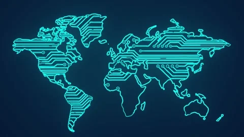 World map futuristic technology chipset animation Stock Footage 264960290