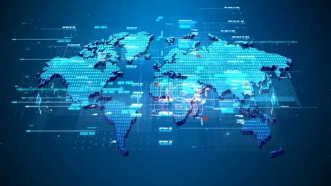 World map Futuristic user interface HUD | Stock Video | Pond5