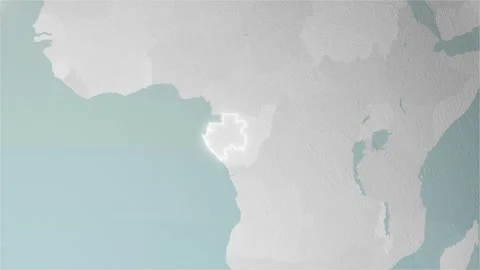 World Map Gabon Zoom in Stylised Spherical White Shades 4K 60 FPS Stock Footage 270364148