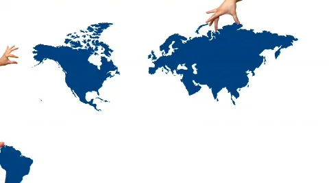 World map gathering by hands. With alpha. Stock-Footage 650750