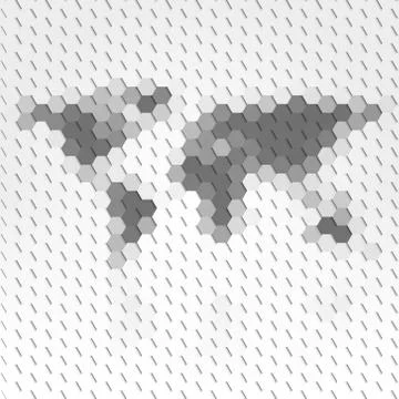 World map geometric background, abstract hexagonal pattern vector イラスト素材