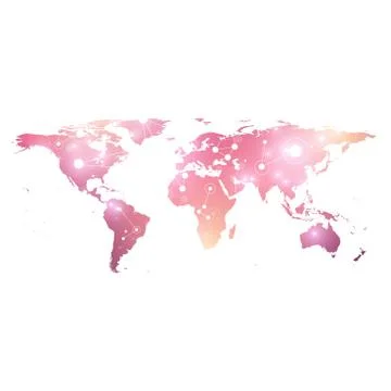 World Map. Geometric graphic background communication. Big data complex with Illustrazione stock