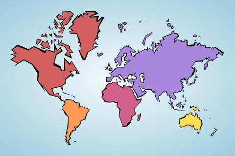 World map geometric outline -  sharp polygonal style simple vector. Stock Illustration