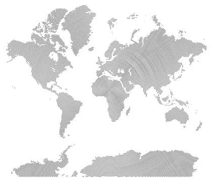 World map with geometric round line infographic shape pattern Stock Illustration