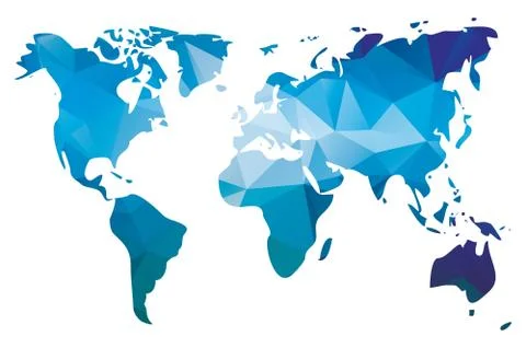 World map in geometric triangle pattern design, vector illustration Stock Illustration