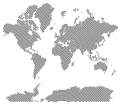 World map in geometric vector round line info graphic shape pattern Stock Illustration