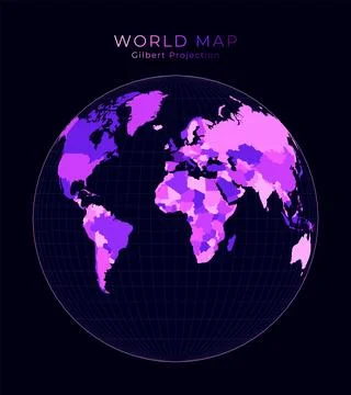 World Map. Gilbert's two-world perspective projection. Digital illustration.. Stock Illustration
