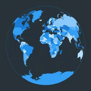 World Map. Gilbert's two-world perspective projection. Futuristic world ill.. Illustrazione stock