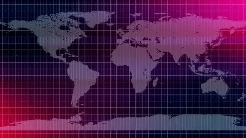 World map with gird line. Techy TV news background. Stock Illustration