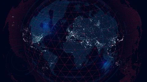World map of the global communications network, futuristic abstract backgroun 스톡 일러스트