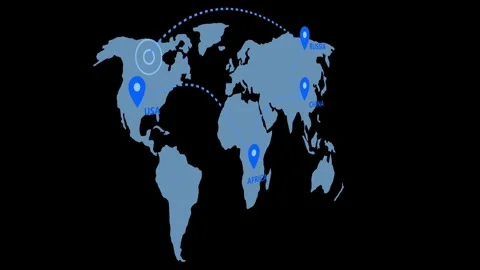 World Map with Global Connections Line Animation Video stock 318104746