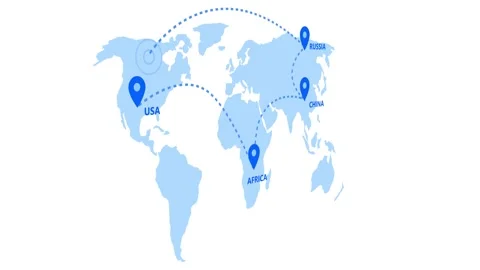World Map with Global Connections Line Animation Vidéo 318104766