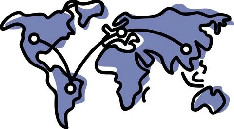World map global logistics routes icon Illustrazione stock